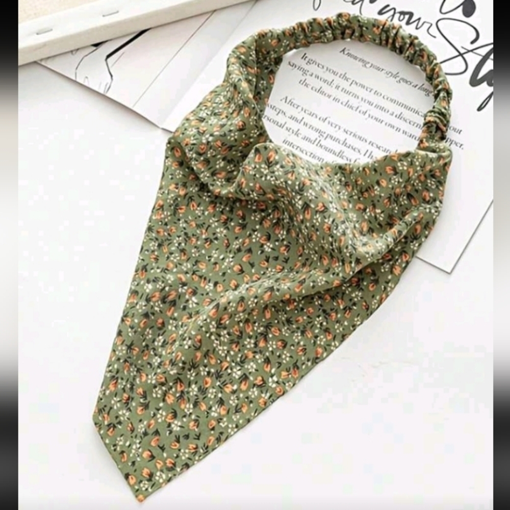 Ditsy Floral Boho Earthtone Colors Lightweight Bandana Scarves Set Of 5 - Picture 4 of 7